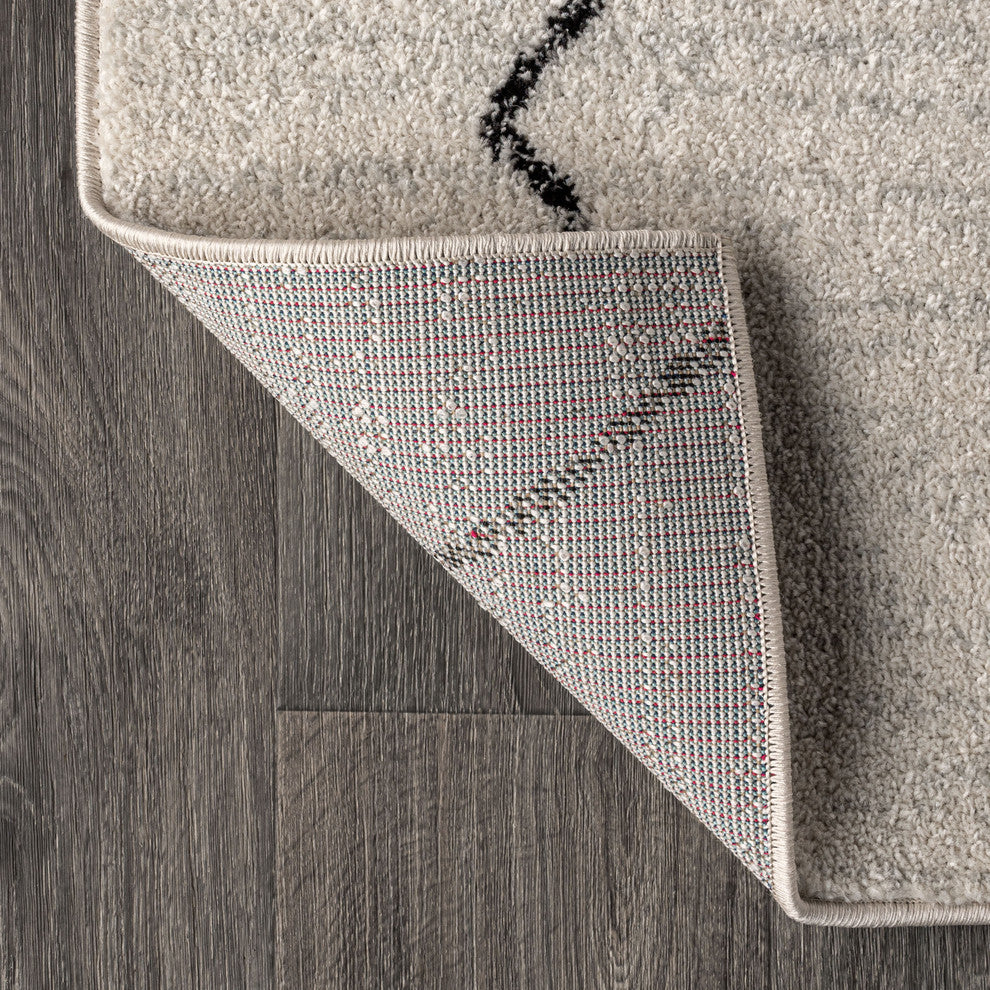 Alia Moroccan Beni Souk Area Rug, Cream/Black, 4 X 6