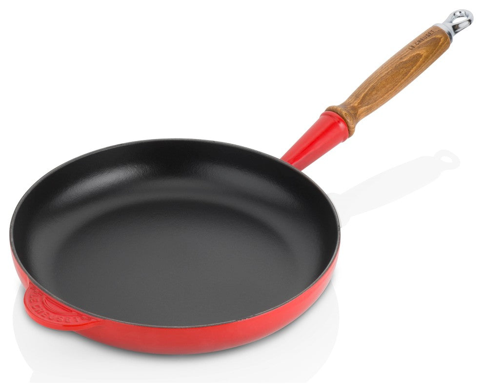 Le Creuset Cast Iron Frying Pan With Wooden Handle, Cerise