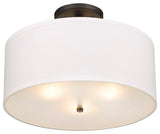 3 Light Semi-Flush Drum Shaped Lighting Fixture, Oil Rubbed Bronze