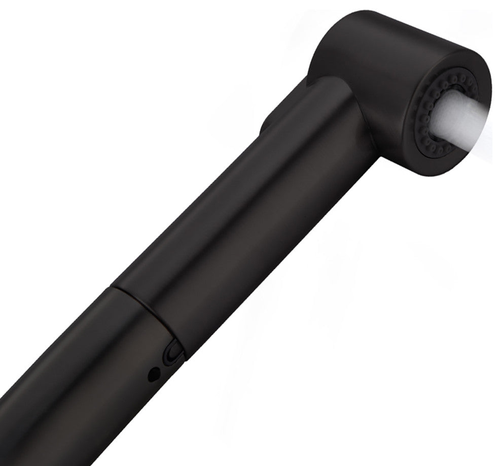 Single Handle Deck Mounted High Arc Pull Out Kitchen Faucet, Matte Black