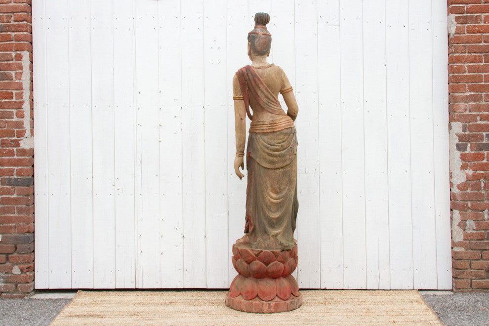 Rare Standing Antique Quan Yin Statue