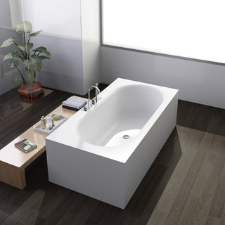 ADM Rectangular Freestanding Bathtub, Matte White, 70.8"