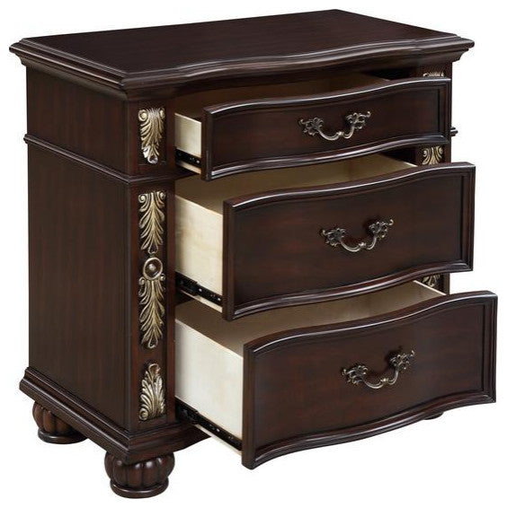 Furniture Maximus Solid Wood 3-Drawer Nightstand in Madeira