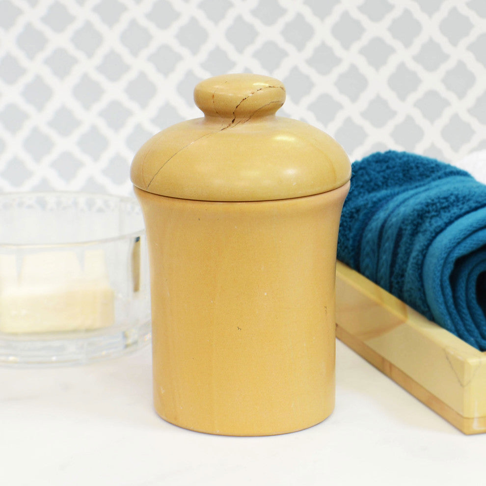 Moxie Collection Marble Bathroom Jar, Teak