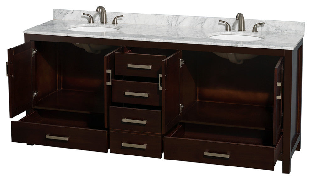 Wyndham WCS141480DESCMUNOMXX Sheffield 80 Inch Bathroom Vanity in Espresso