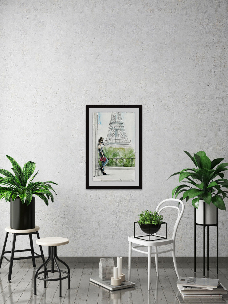 "Messy Bun Tower" Framed Painting Print, 20"x30"