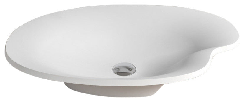 Polystone Pond Vessel Bathroom Sink, Matte White, No Faucet