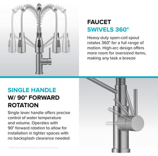 KRAUS Coda Commercial Style 2-Function 1-Handle Pull Down Kitchen Faucet, SFS