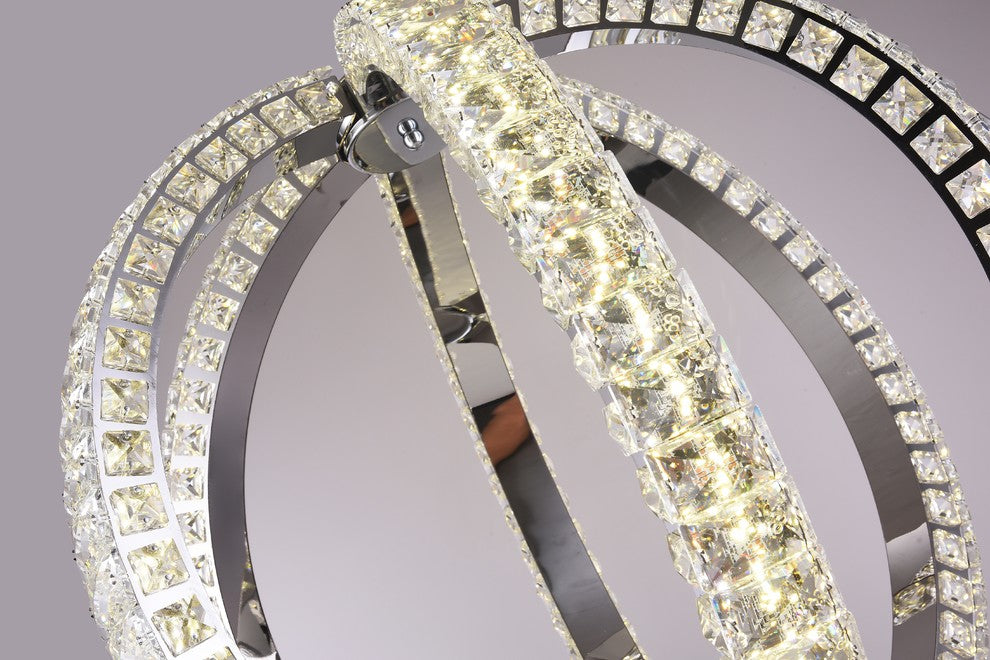 Orb Stainless Steel Frame LED Light With Clear Crystal Detailing