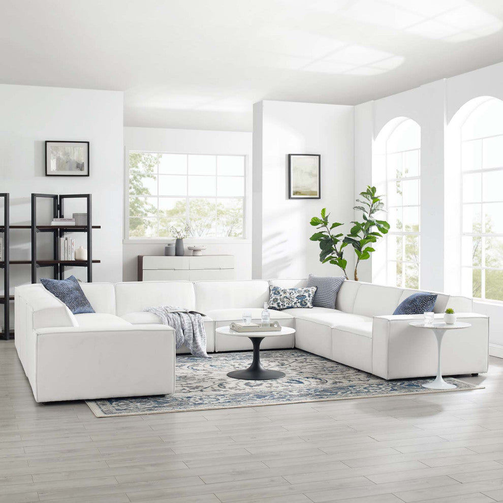 Modular Sectional Sofa Set, White, Fabric, Modern, Lounge Hotel Hospitality