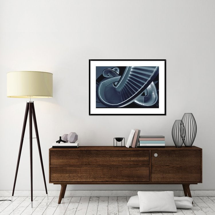 "Blue Stair" Framed Digital Print by Henk Van Maastricht, 44x32"