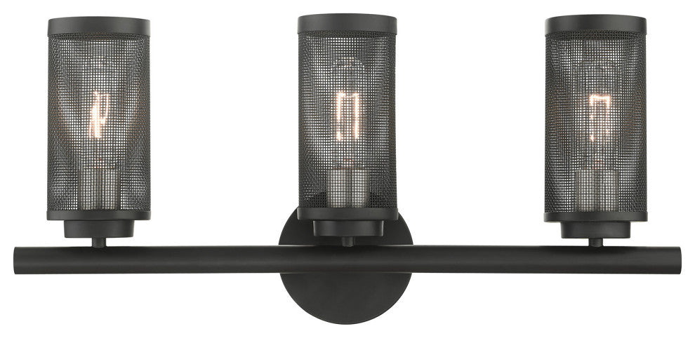 Livex Lighting Industro 3 Light Black With Brushed Nickel Accents Vanity Sconce