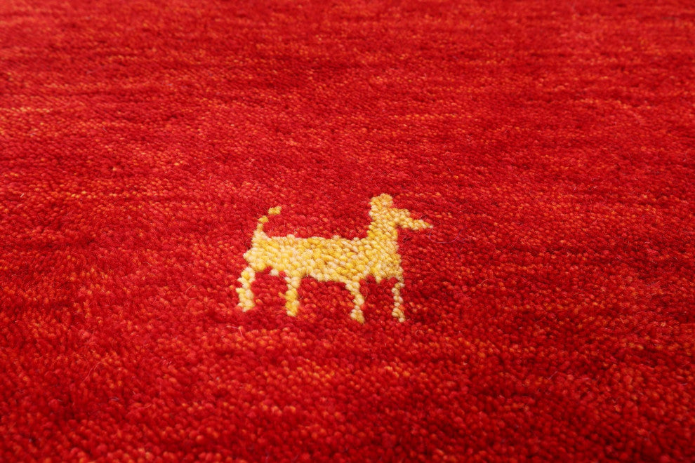 9' Square Hand-Knotted Persian Gabbeh Wool Rug Q4307