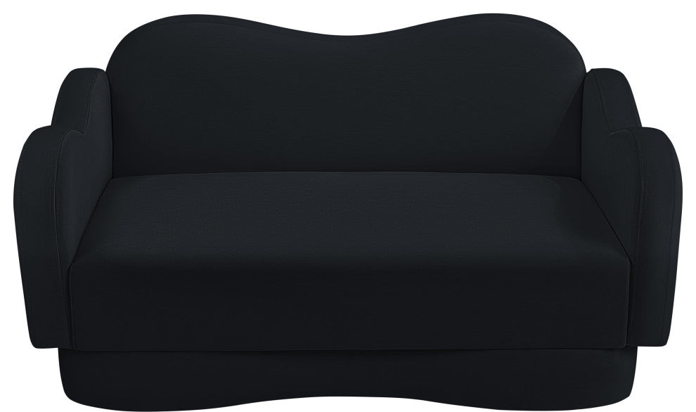 Bloom Upholstered Loveseat, Black, Velvet