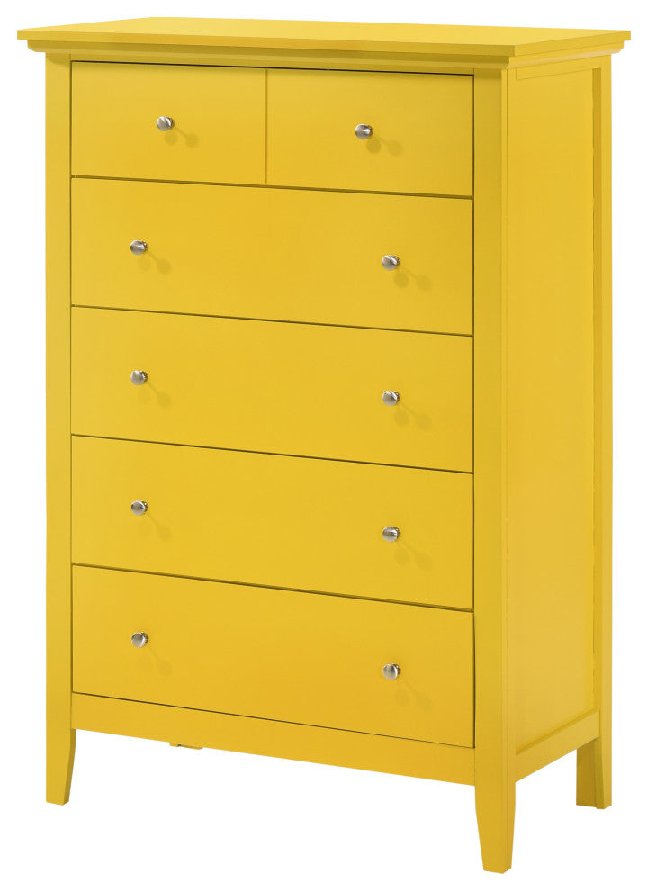 Hammond 5-drawer Wooden Chest Dresser, Yellow