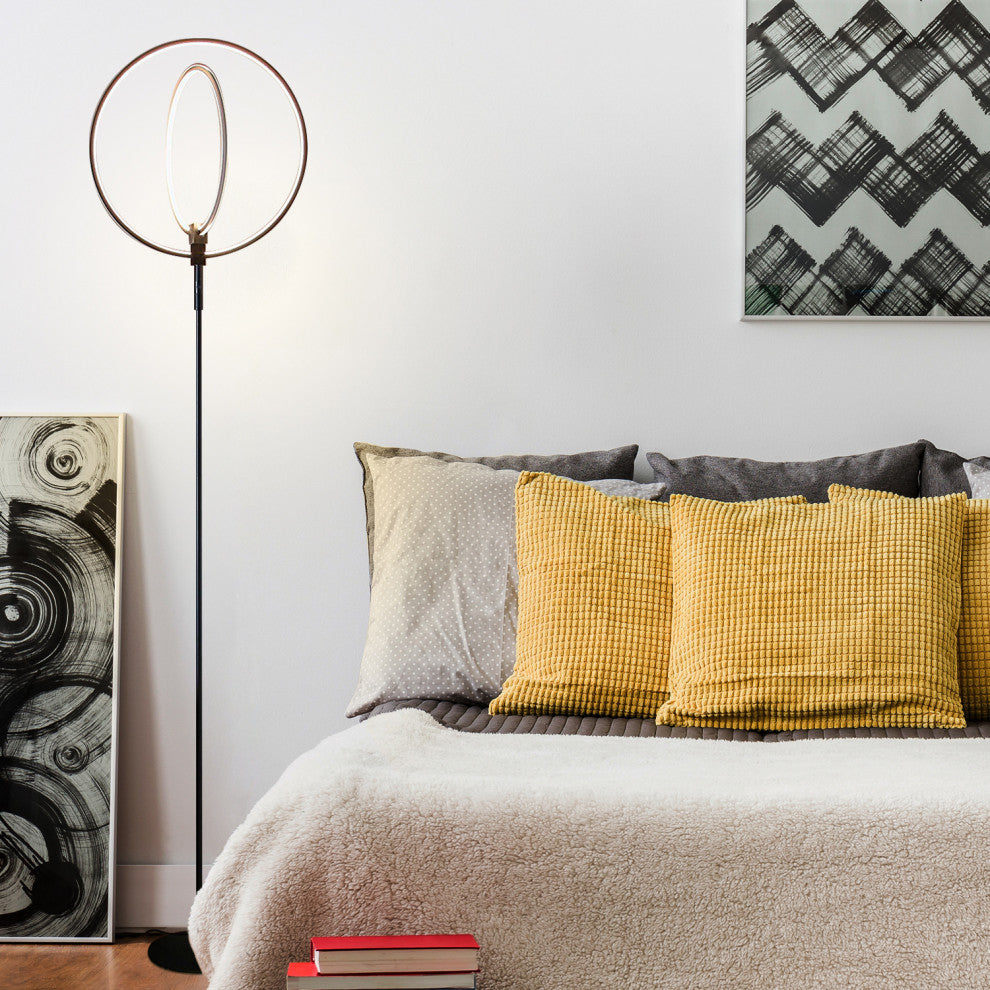 Brightech Eclipse Modern LED Torchiere Floor Lamp - Very High Brightness, Black