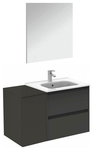 36" Vanity Set with Mirror and Sink Sansa by Royo, Anthracite, 36"