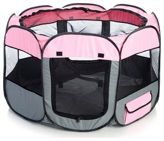 All-Terrain Lightweight Collapsible Pet Playpen, Pink/Gray, Medium