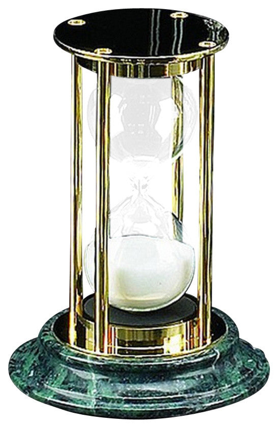 Green Marble/Brass 15 Minute Hourglass