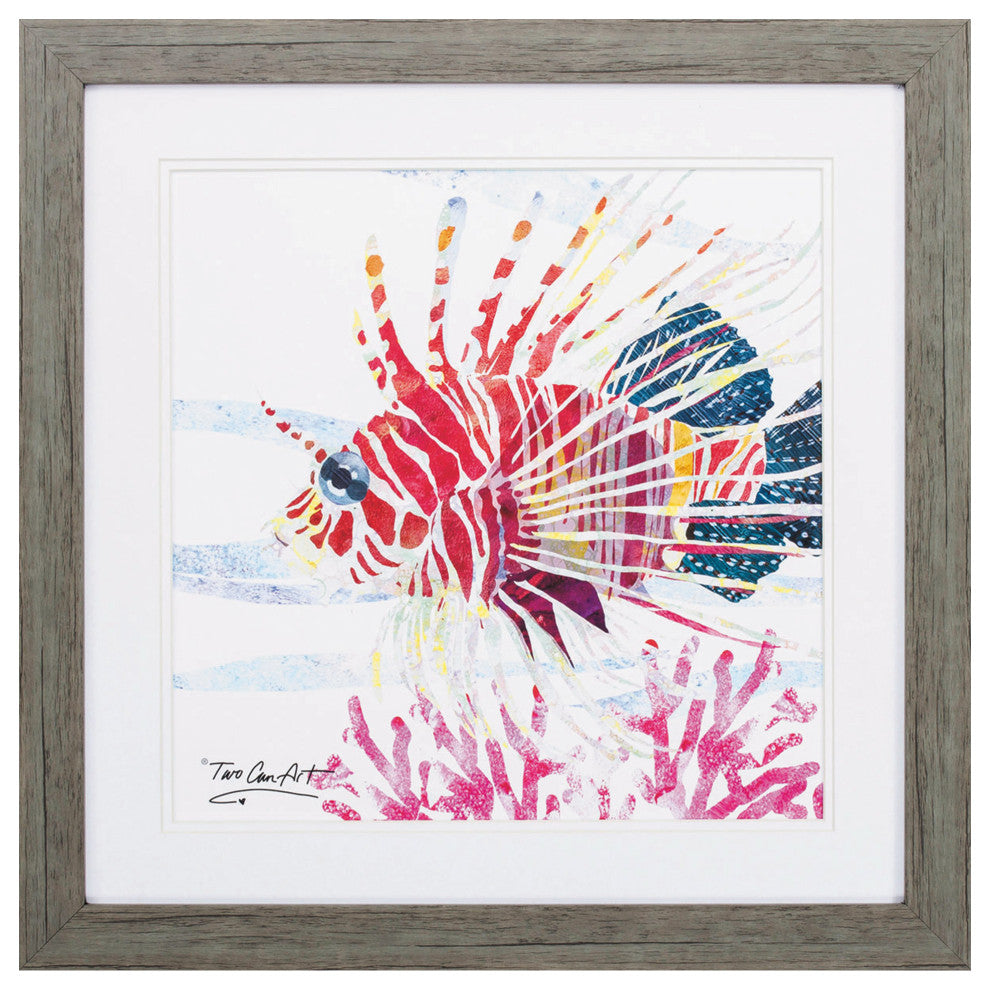 23" X 23" Woodtoned Frame Sea Creature Fish