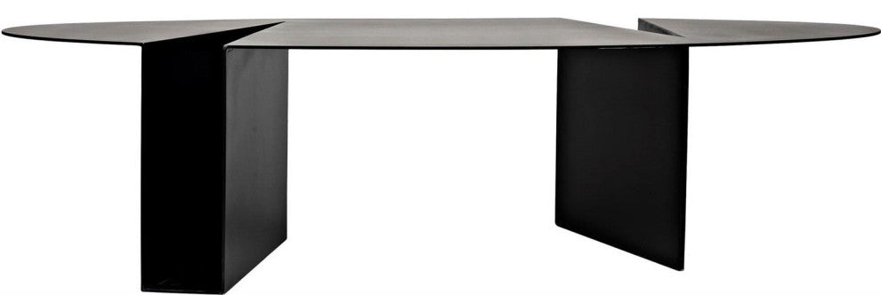 Matte Black Steel Coffee Table, Traditional