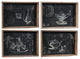 Wooden Trays Set of 4, Black