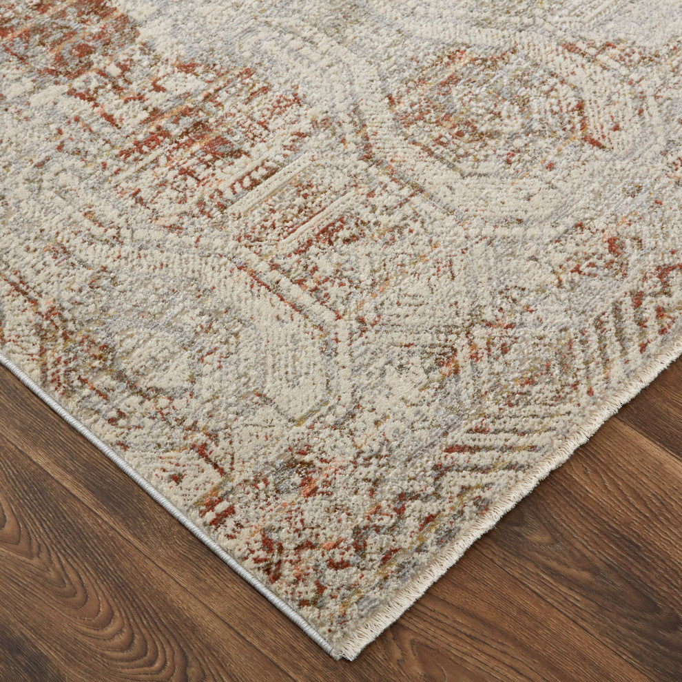 Weave & Wander Frencess Rug, Silver/Terracotta, 5' X 7'-9" Rug