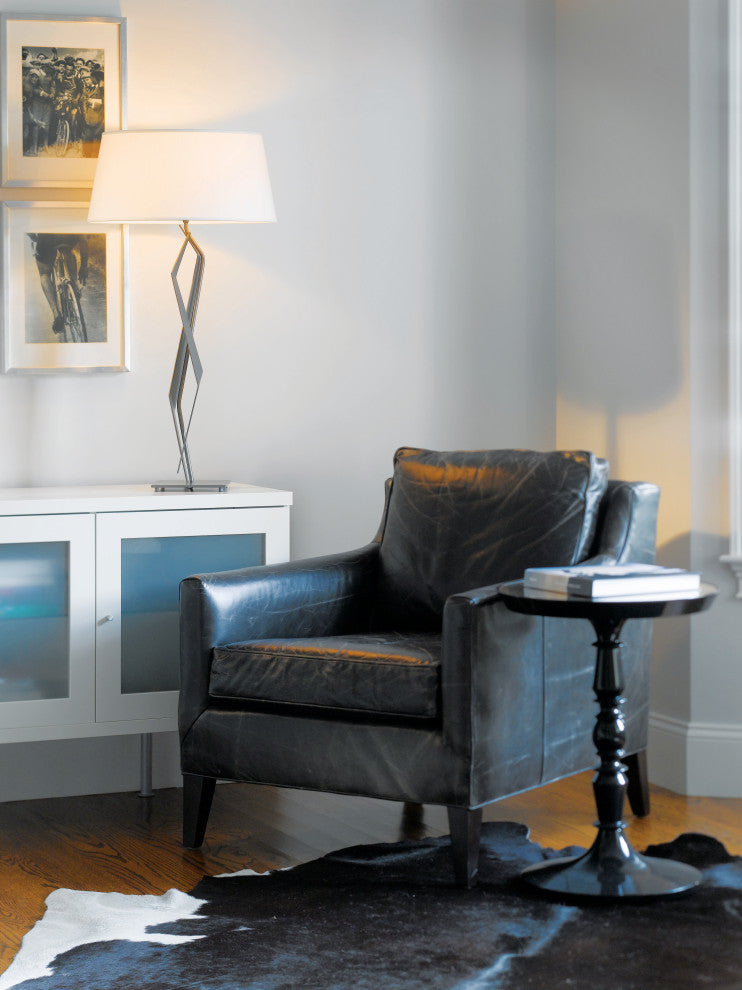 Facet Table Lamp, Dark Smoke Finish, Natural Anna Shade