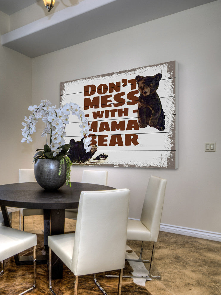 "Mama Bear" Painting Print on White Wood