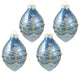 Glittered Glass Shuttle Christmas Ornaments, Shiny Blue Silver, Set of 4