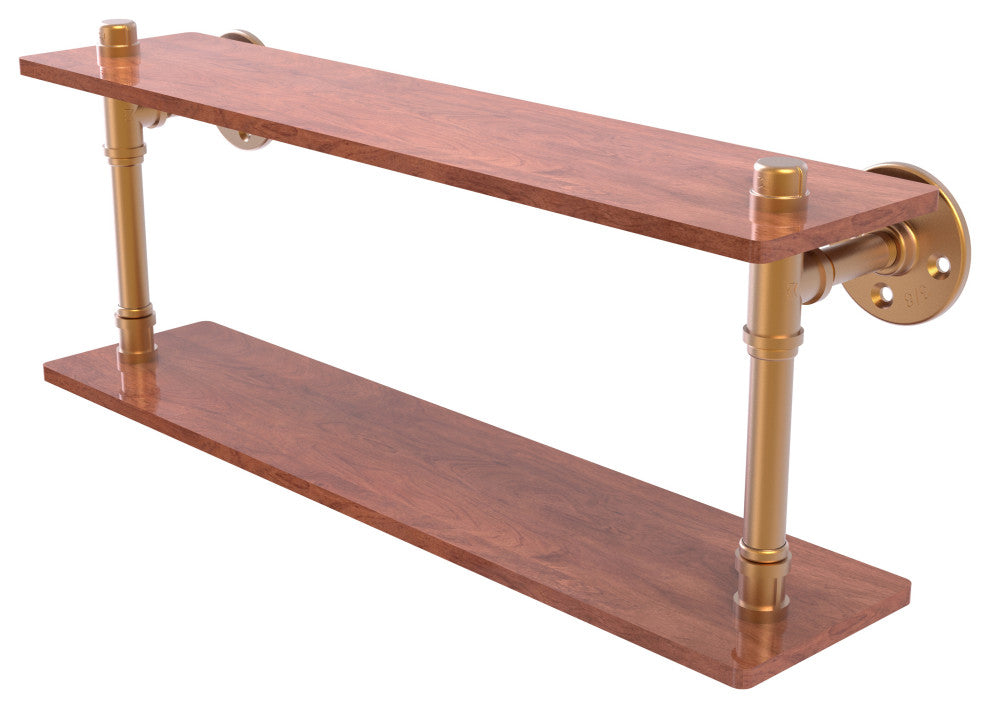 Pipeline Ironwood Double Shelf, Brushed Bronze, 22"