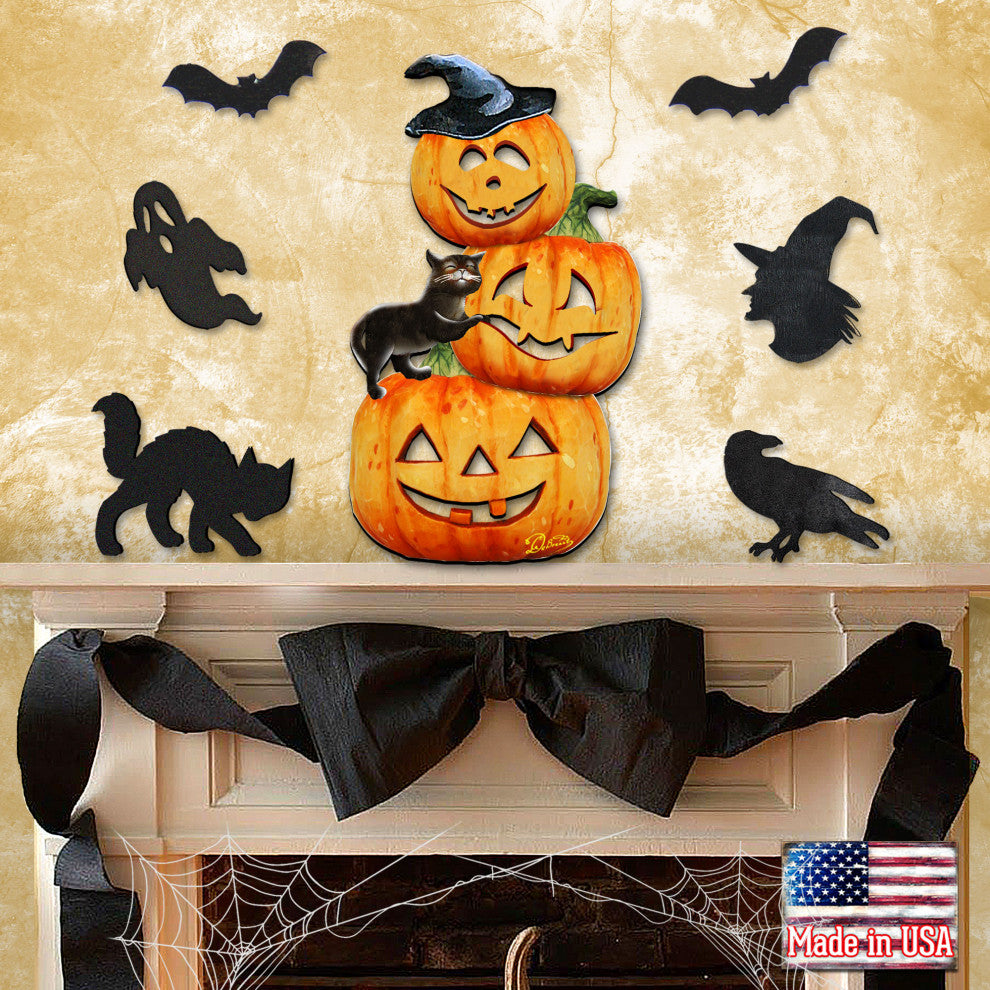 Scary Stocking Pumpkins Door Hanger