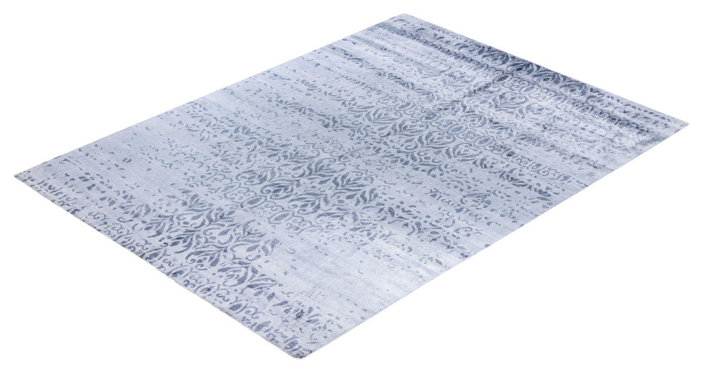 Modern, One-of-a-Kind Hand-Knotted Area Rug - Blue, 8' 10" x 12' 0"