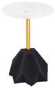 Round White Marble Side Table, Black Gold End Table, Glam Cocktail Table