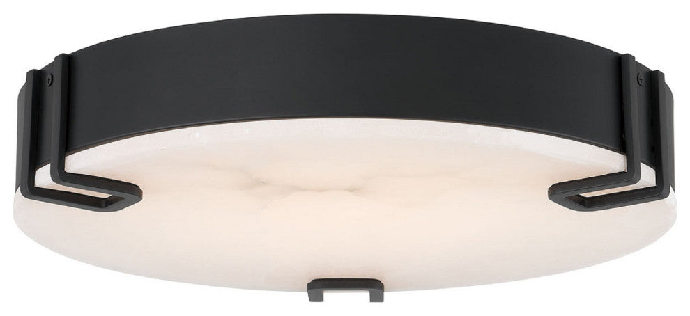 Noga, Flush Mount , 16", Matte Black, Alabaster