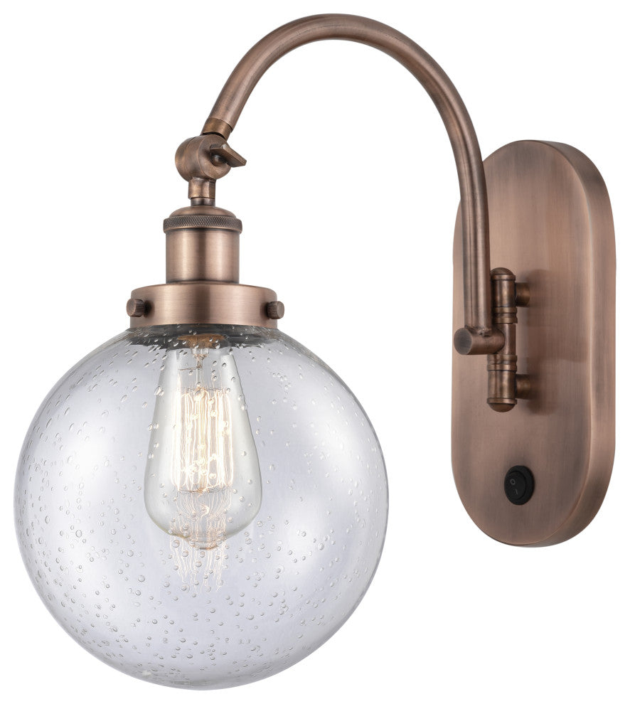 Innovations 918-1W-AC-G204-8 1-Light Sconce, Antique Copper