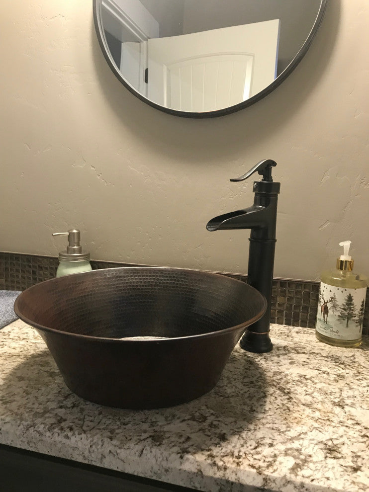 15" Round Miners Pan CAZO Vessel Copper Bath Sink