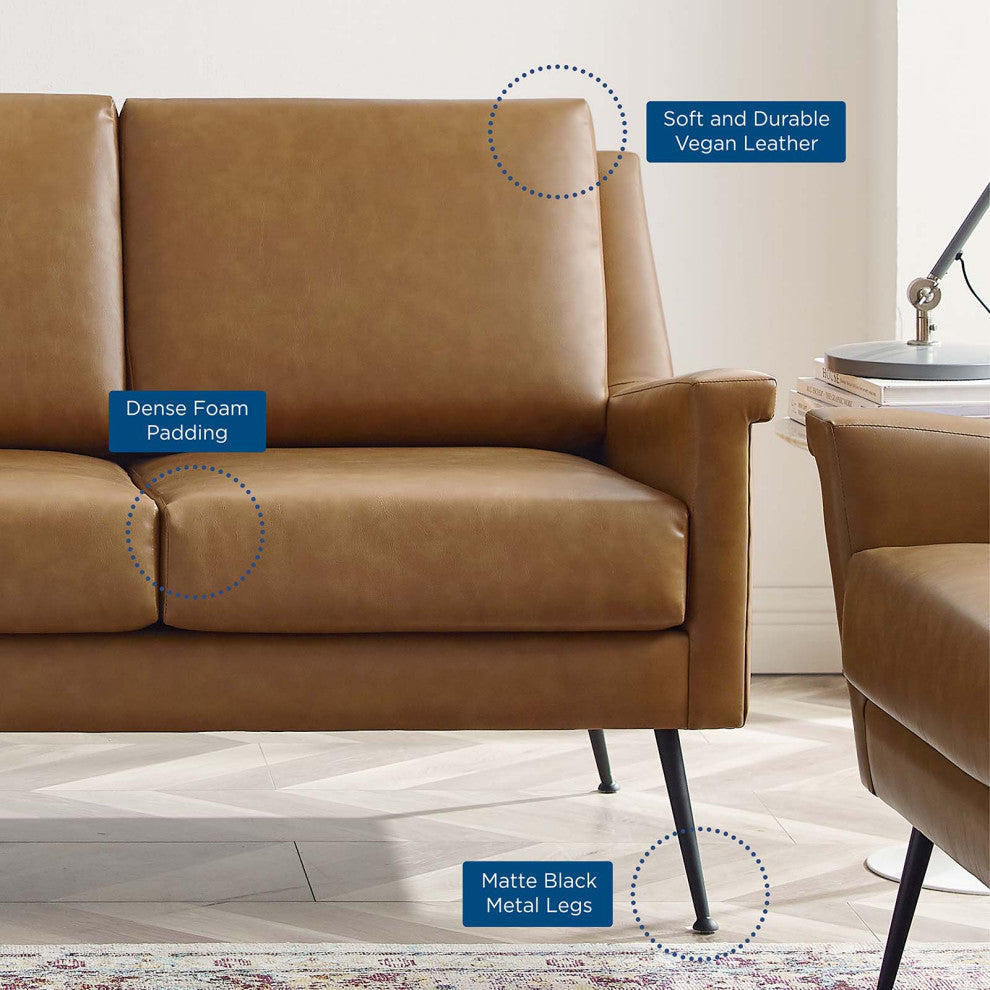 Chesapeake Vegan Leather Sofa-Black Tan