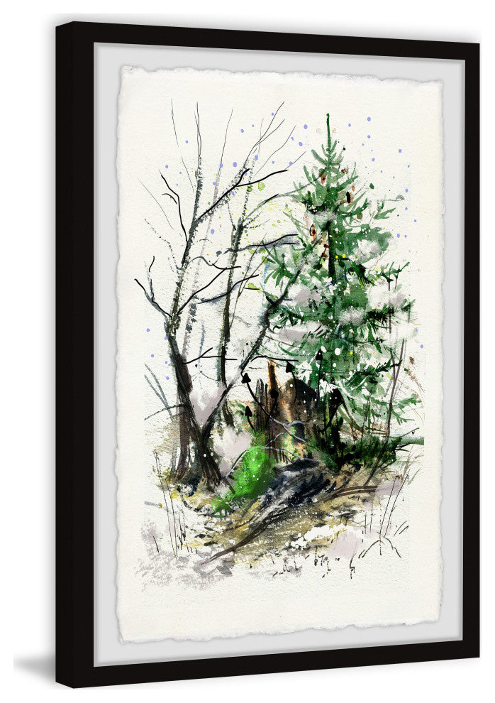 "Christmas Tree Found" Framed Painting Print, 12x18