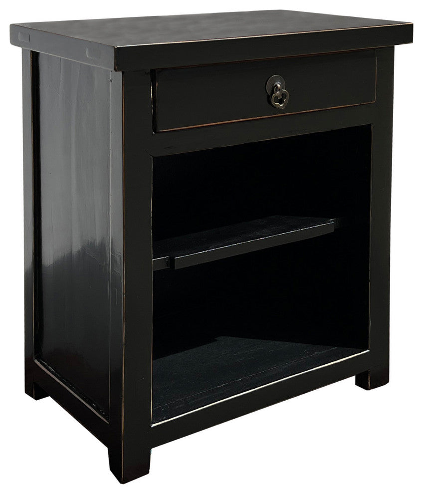 Simple Oriental Black Open Shelf End Table Nightstand Small Cabinet Hcs7667