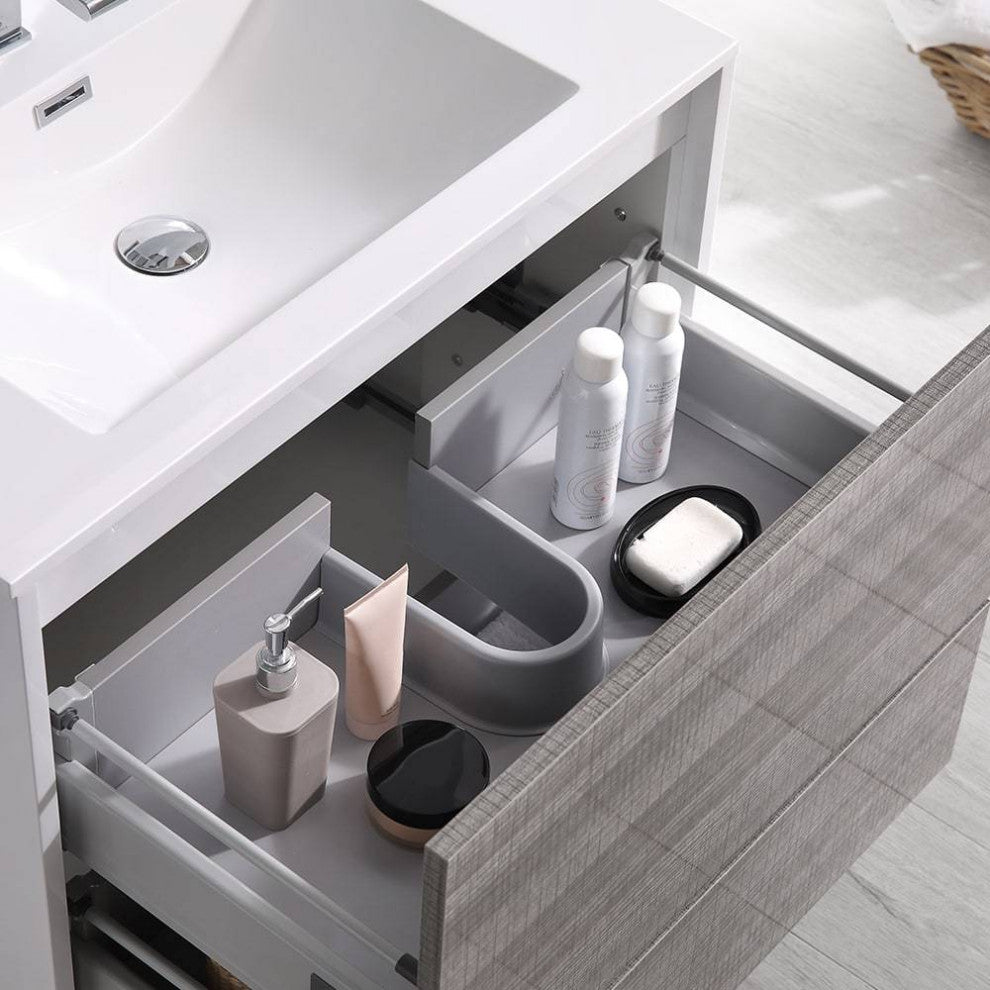 Fresca FCB9230HA-I Catania 30" Glossy Ash Gray Wall Hung Cabinet With Sink
