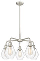 Cindyrella 5-Light 24" Stem Chandelier, Satin Nickel, Clear Shade