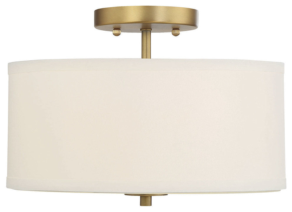 2-Light Semi-Flush Mount, Natural Brass