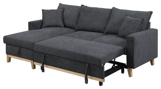 Colton Dark Gray Woven Reversible Sleeper Sectional Sofa With Storage Chaise