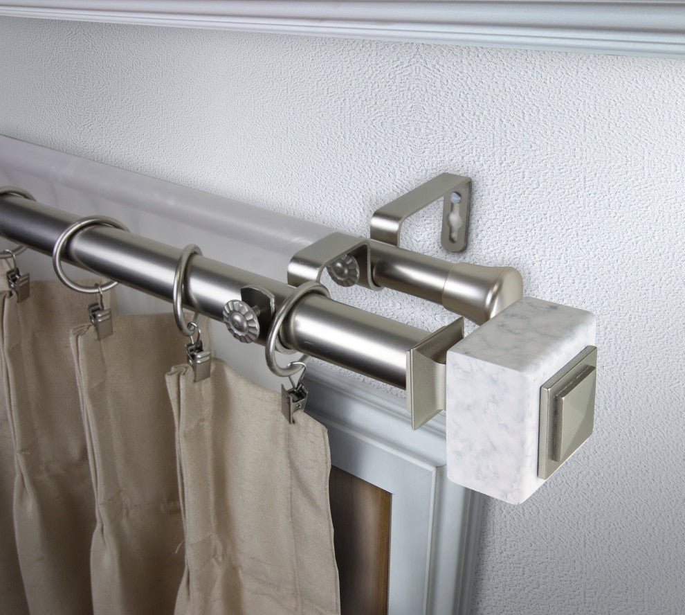 Aubree 1" Diameter Double Curtain Rod, Satin Nickel, 120-170"