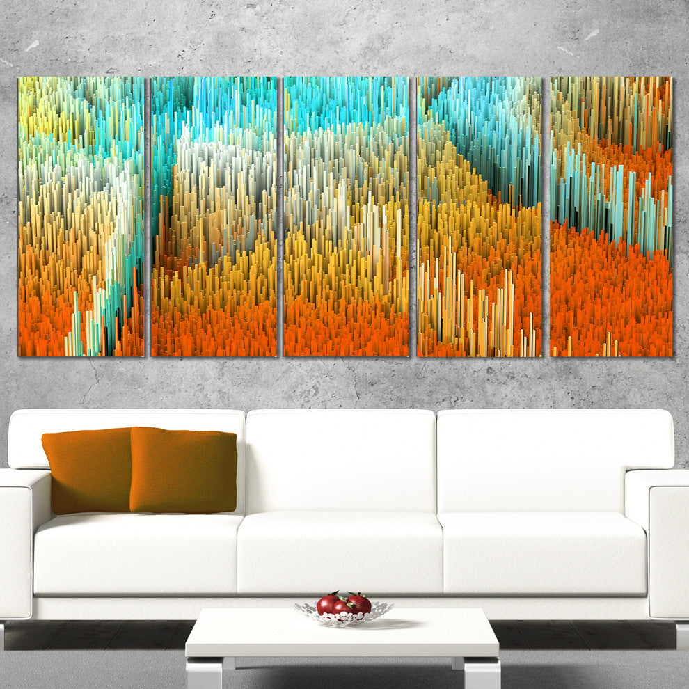 "Macro Render Structure, Yellow and Orange" Canvas Print, 5 Panels, 60"x28"