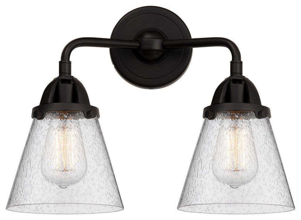 Small Cone Bath Vanity Light, Matte Black, Seedy, Seedy