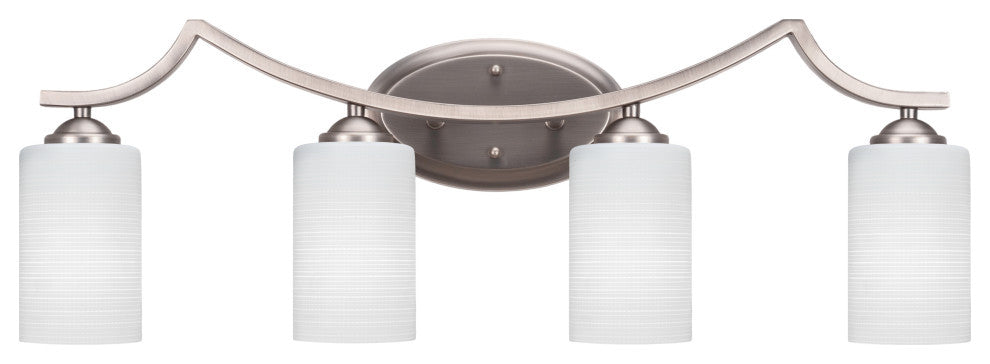 Zilo 4 Light Bath Bar Shown, Graphite Finish With 4" White Matrix Glass