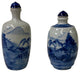 2 x Chinese Porcelain Snuff Bottle With Blue White Scenery Graphic Hws1326