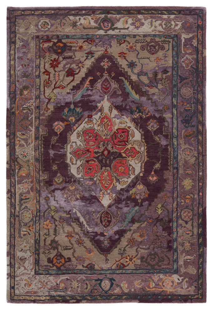 Raisa Handmade Medallion Purple/ Gray Area Rug 8'X10'